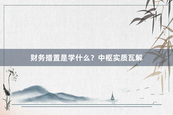 财务措置是学什么?中枢实质瓦解